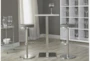 Rascoe Matte White Contract Grade 24" Bar Table With Brushed Stainless Steel Base - Detail