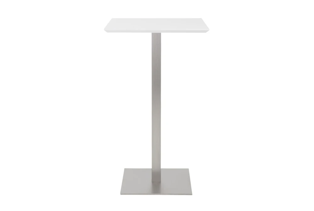 Rascoe Matte White Contract Grade 24" Bar Table With Brushed Stainless Steel Base