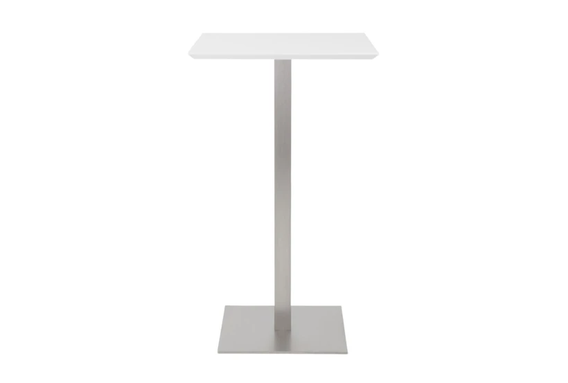 Rascoe Matte White Contract Grade 24" Bar Table With Brushed Stainless Steel Base - 360