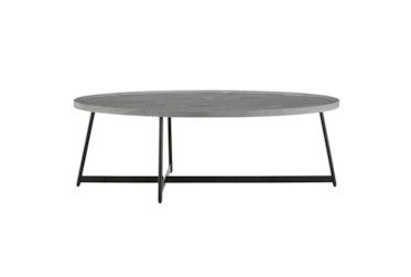 Weldon Grey 47 Inch Oval Coffee Table With Black Base