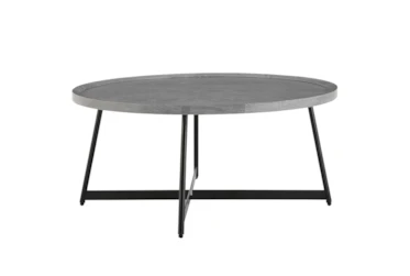 Weldon Grey 35 Inch Round Coffee Table With Black Base