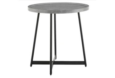 Weldon Grey Round End Table With Black Base
