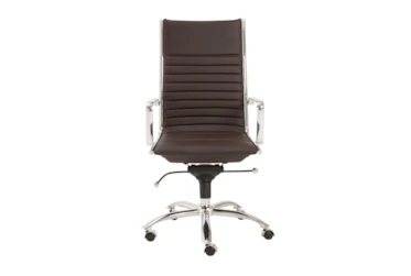 Copenhagen Brown Faux Leather And Chrome High Back Desk Chair