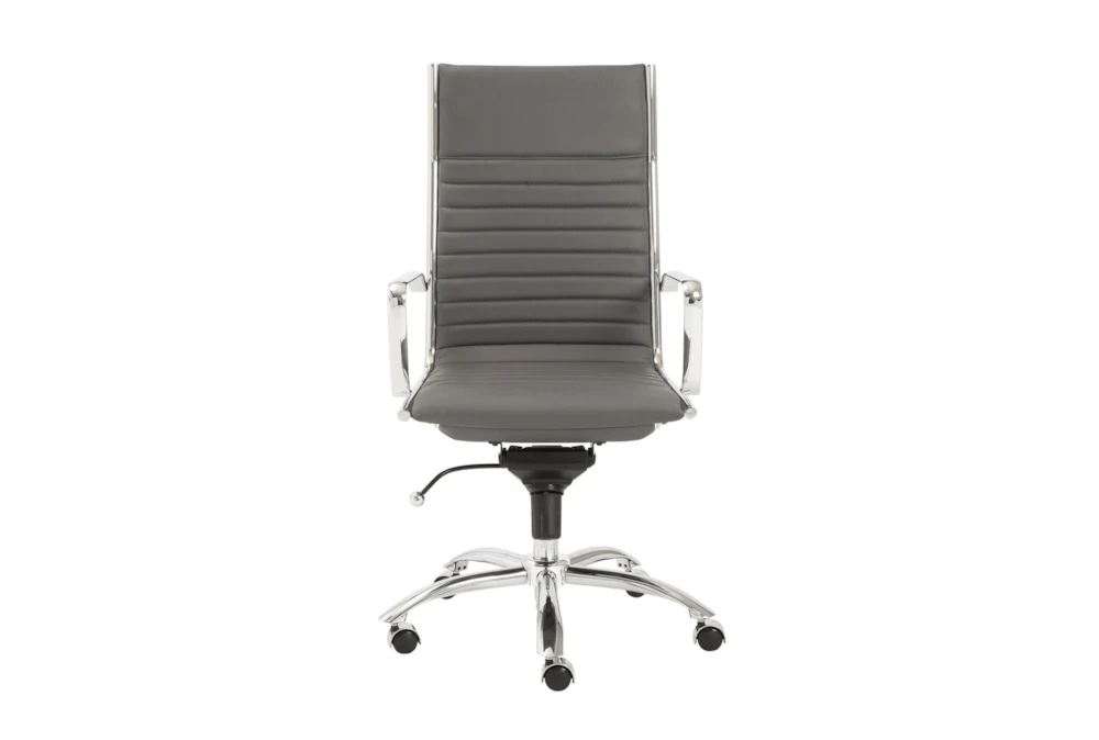 Copenhagen Grey Faux Leather And Chrome High Back Rolling Office Desk Chair