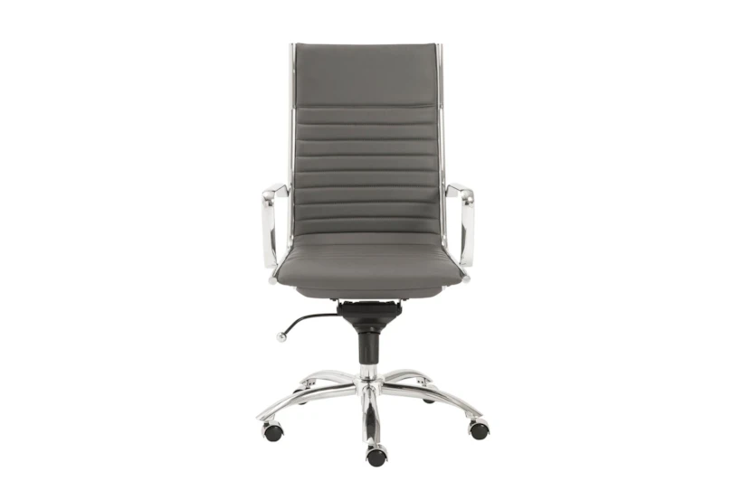 Copenhagen Grey Faux Leather And Chrome High Back Rolling Office Desk Chair - 360