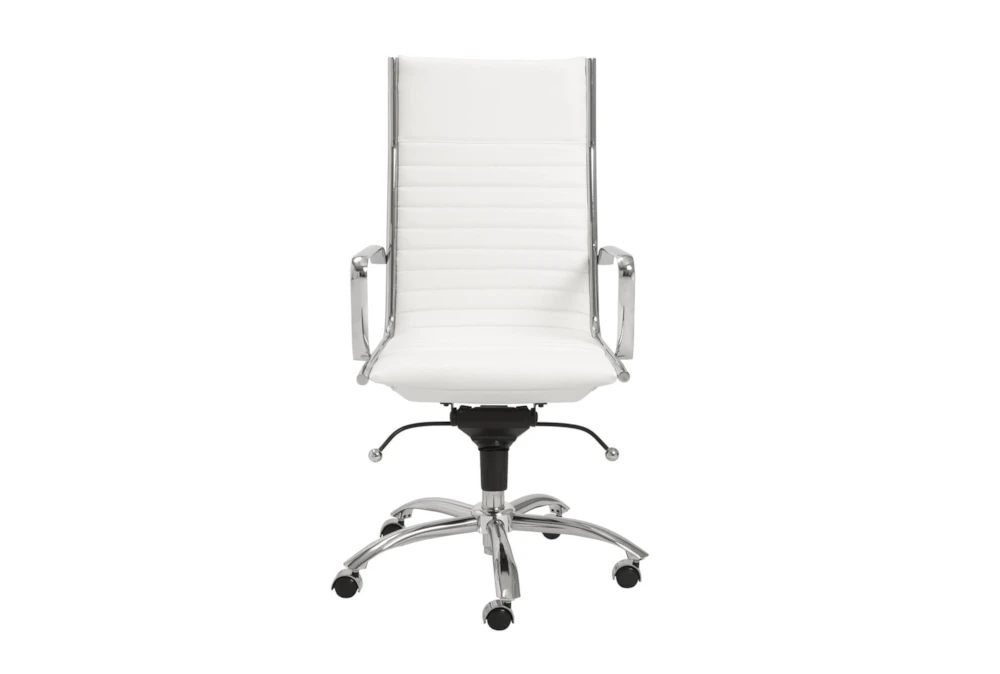 Copenhagen White Faux Leather And Chrome High Back Rolling Office Desk Chair