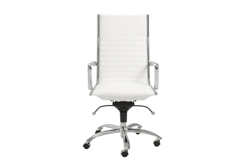 Copenhagen White Faux Leather And Chrome High Back Rolling Office Desk Chair - 360