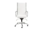 Copenhagen White Faux Leather And Chrome High Back Rolling Office Desk Chair - Signature