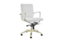 Skagen White Faux Leather And Matte Brushed Gold Low Back Desk Chair - Detail