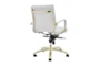 Skagen White Faux Leather And Matte Brushed Gold Low Back Desk Chair - Detail