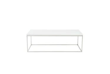 Riley White Rectangle Coffee Table With Polished Stainless Steel Base