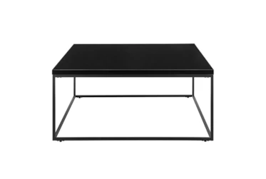 Riley High Gloss Black Square Coffee Table With Matte Black Base