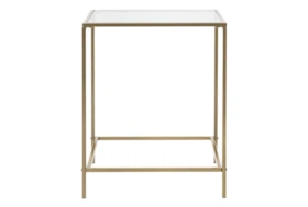 Zola Glass End Table With Brass Base