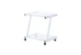 Reyes White Rolling Printer Cart With Clear Glass - Detail