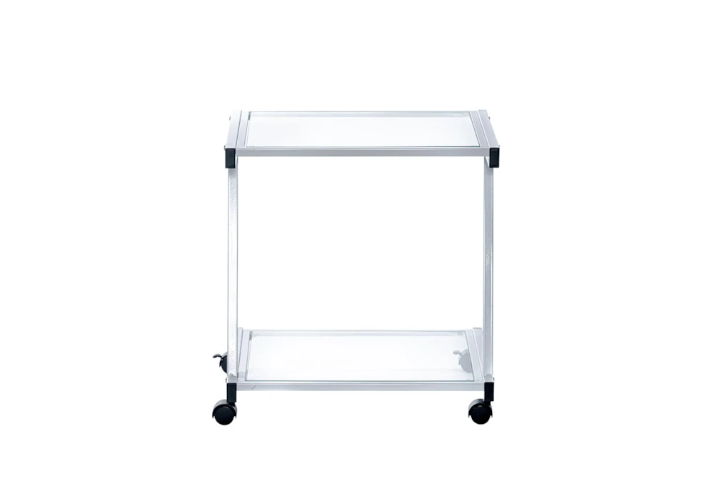 Reyes White Rolling Printer Cart With Clear Glass