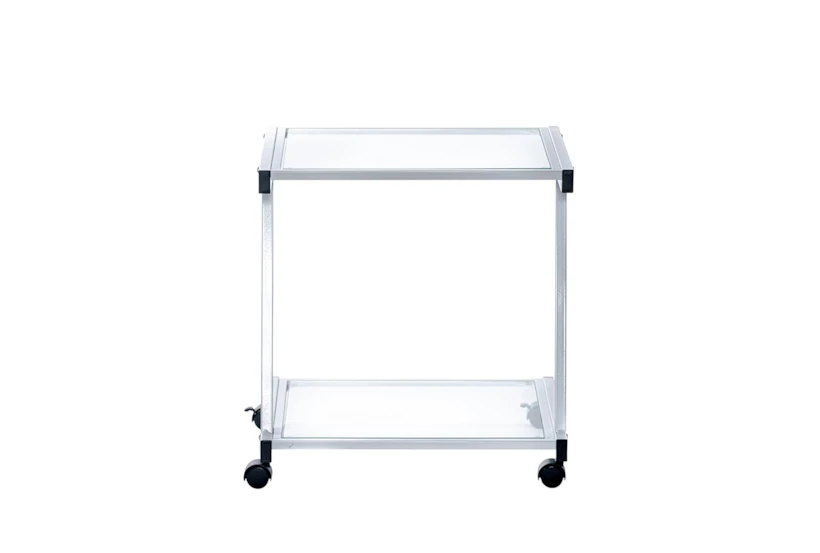 Reyes White Rolling Printer Cart With Clear Glass - 360