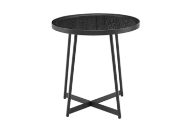 Weldon Black Ash Round End Table With Black Base