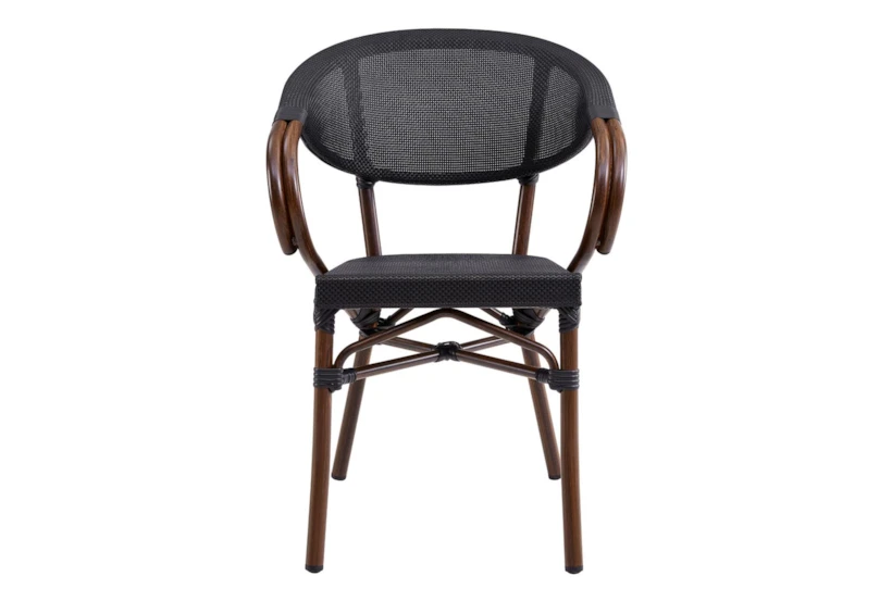 Rochelle Black & Brown Indoor/Outdoor Stacking Arm Chair Set Of 2 - 360