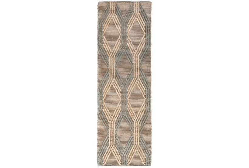 2'6"X8' Rug- Natural And Mineral Blue Exaggerated Geometric - 360
