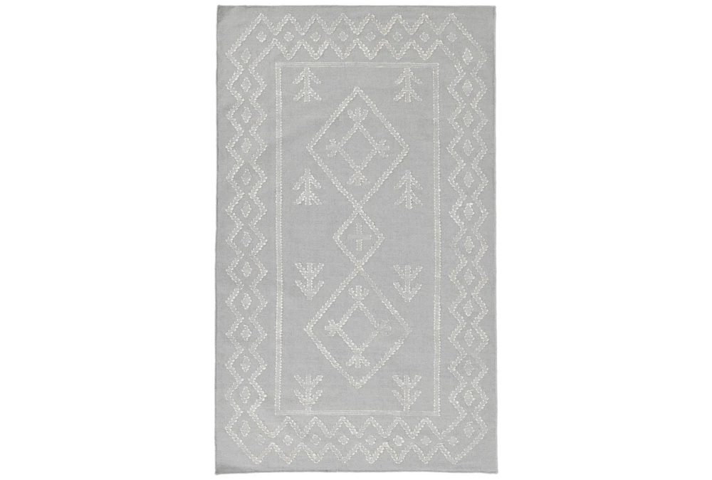2'X3' Rug- Tribal Gray And Ivory With Border