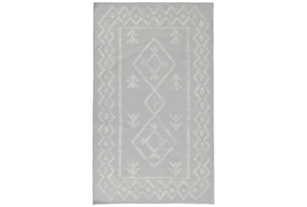 5'X8' Rug- Tribal Gray And Ivory With Border
