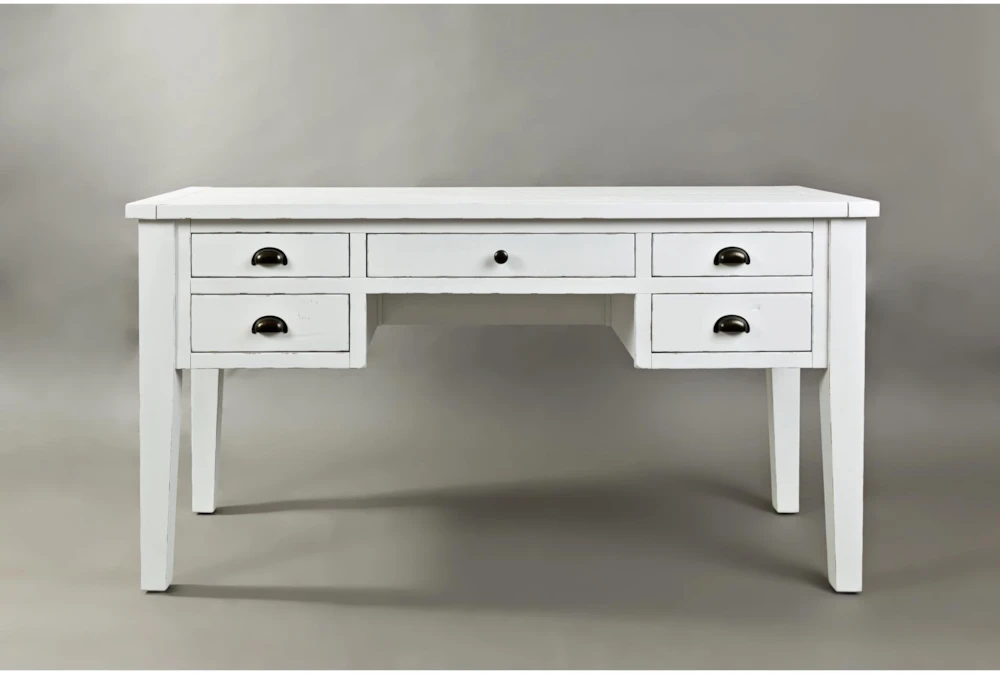 Abbott Place White 58" Desk With 5 Drawers