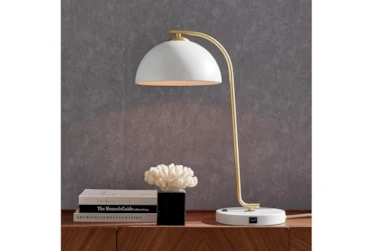 22 Inch Gold/White Table Lamp With USB