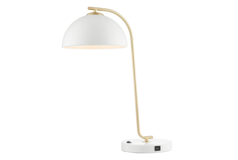 22 Inch Gold/White Table Lamp With USB - 360