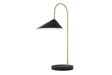 24 Inch Gold/Black Metal Table Lamp With USB
