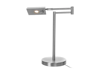 17.5 Inch Brushed Nickel Swing Arm Desk Lamp W/ USB