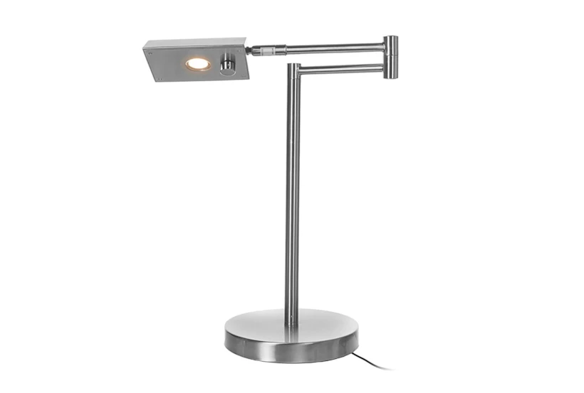17.5 Inch Brushed Nickel Swing Arm Desk Lamp W/ USB - 360