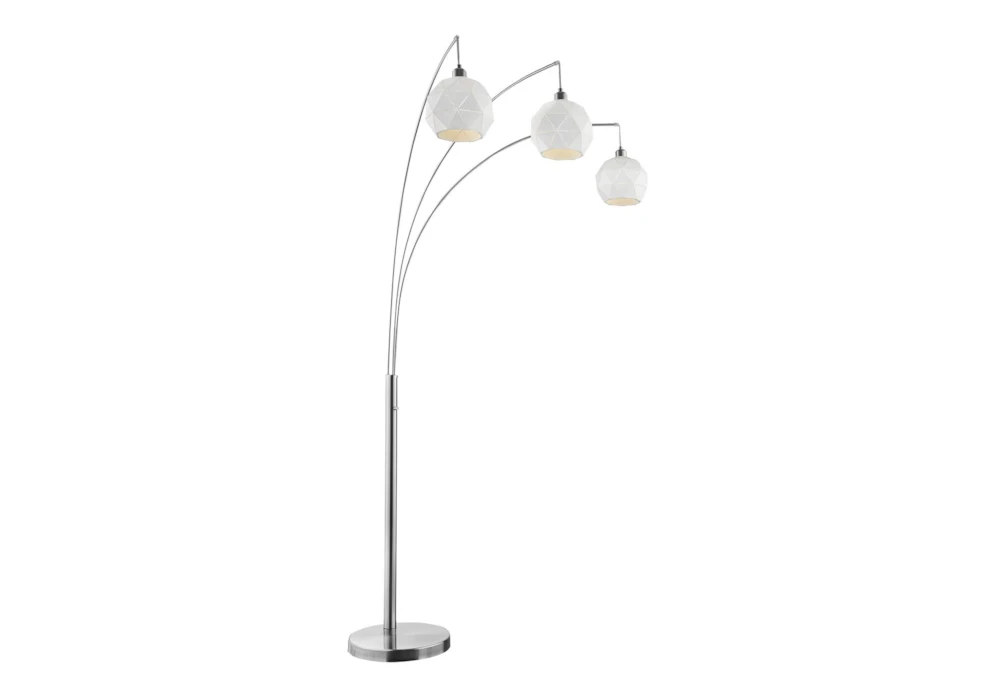 85 Inch White 3 Lite Metal Cut Shade Arch Lamp