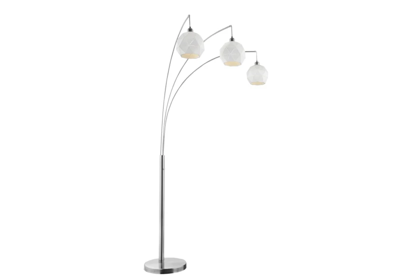 85 Inch White 3 Lite Metal Cut Shade Arch Lamp - 360