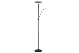 72 Inch Black Metal Adjustable Dimmable Led Torchiere Floor Lamp With Gooseneck Task Reading Lamp