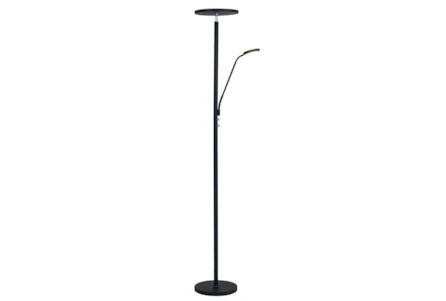 72 Inch Black Metal Adjustable Dimmable Led Torchiere Floor Lamp With Gooseneck Task Reading Lamp - Main