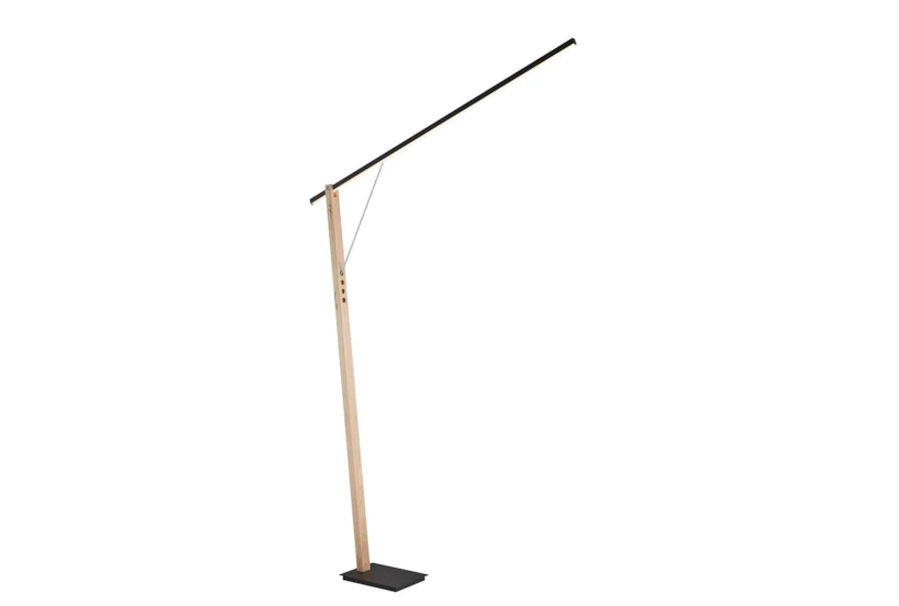 77 Inch Led Wood/ Black Adjustable Height Floor Lamp - 360