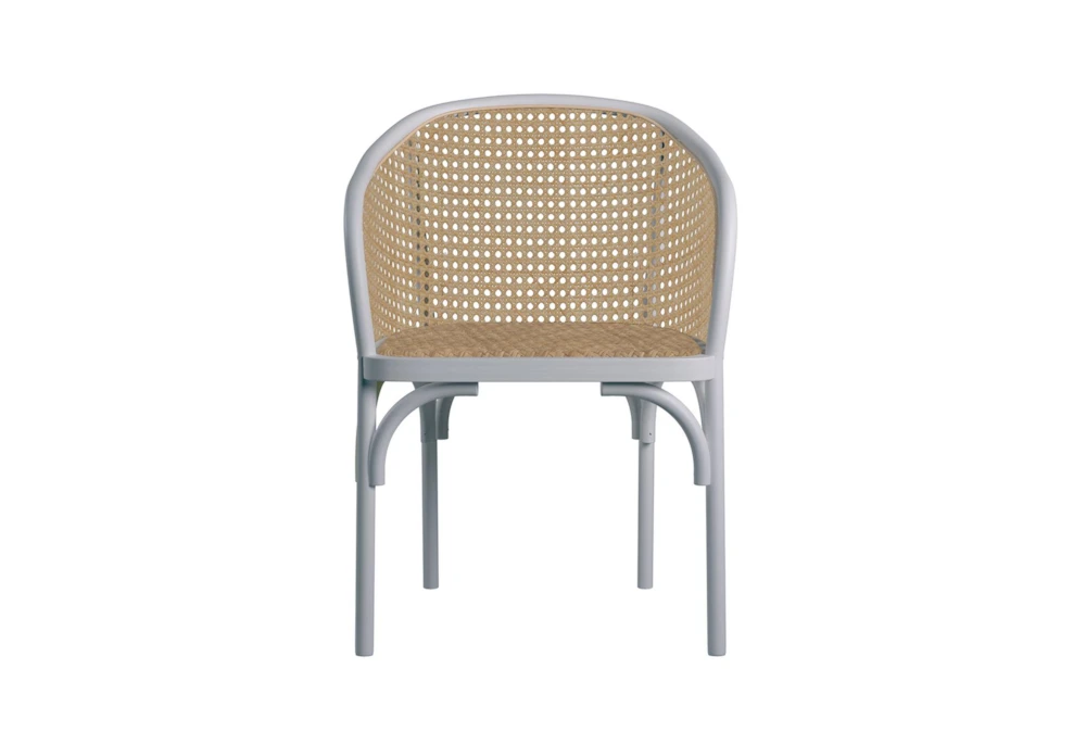 White And Natural Cane Barrel Back Arm Chair