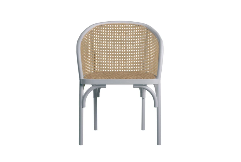 White And Natural Cane Barrel Back Arm Chair - 360