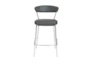 Grey Faux Leather And Chrome Curved Back 26 Inch Counter Stool-Set Of 2 - Signature