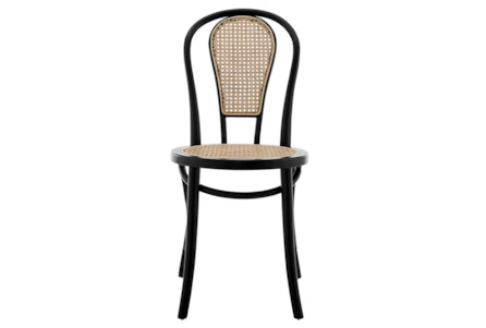 Weaver Matte Black And Natural Cane Side Chair - Set Of 2