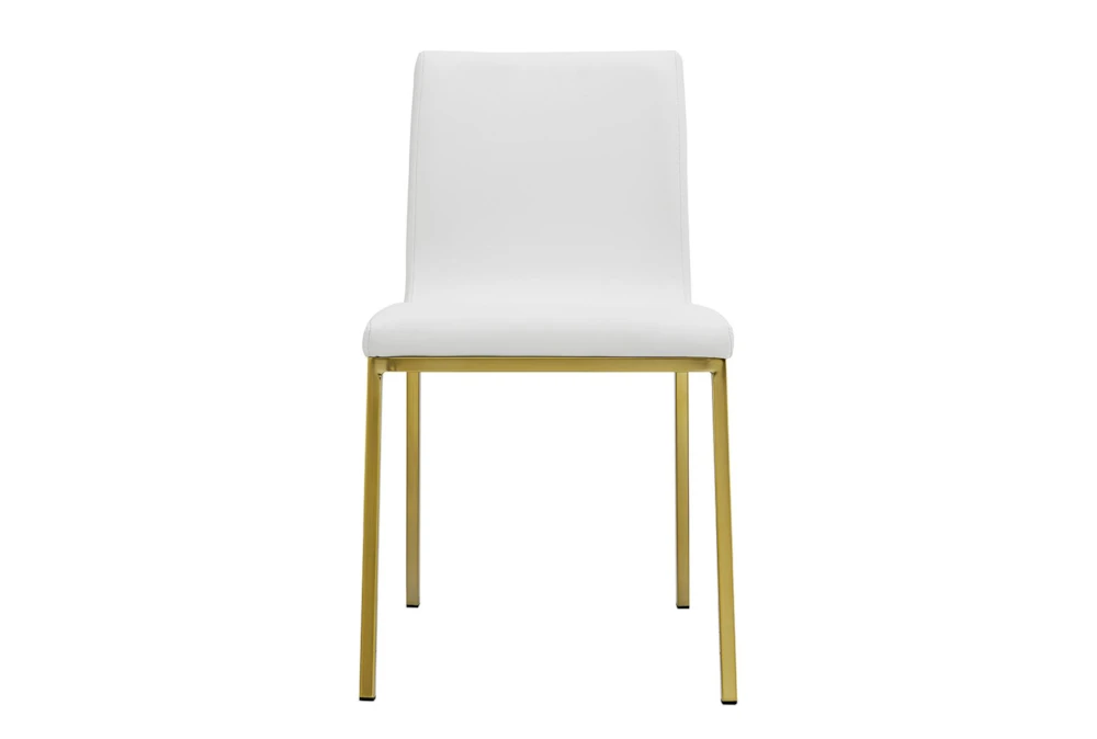 White Faux Leather And Matte Brushed Gold Side Chair Set Of 2