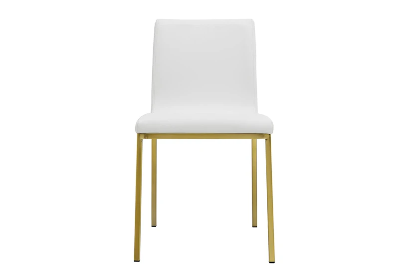 White Faux Leather And Matte Brushed Gold Side Chair Set Of 2 - 360