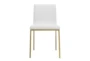 White Faux Leather And Matte Brushed Gold Side Chair Set Of 2 - Signature