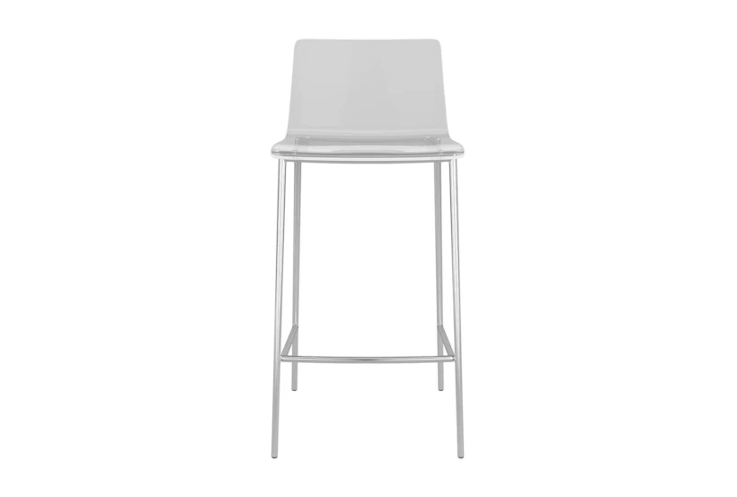 Rhea Clear Acrylic 26 Inch Counter Stool With Brushed Nickel Legs - Set Of 2 - 360