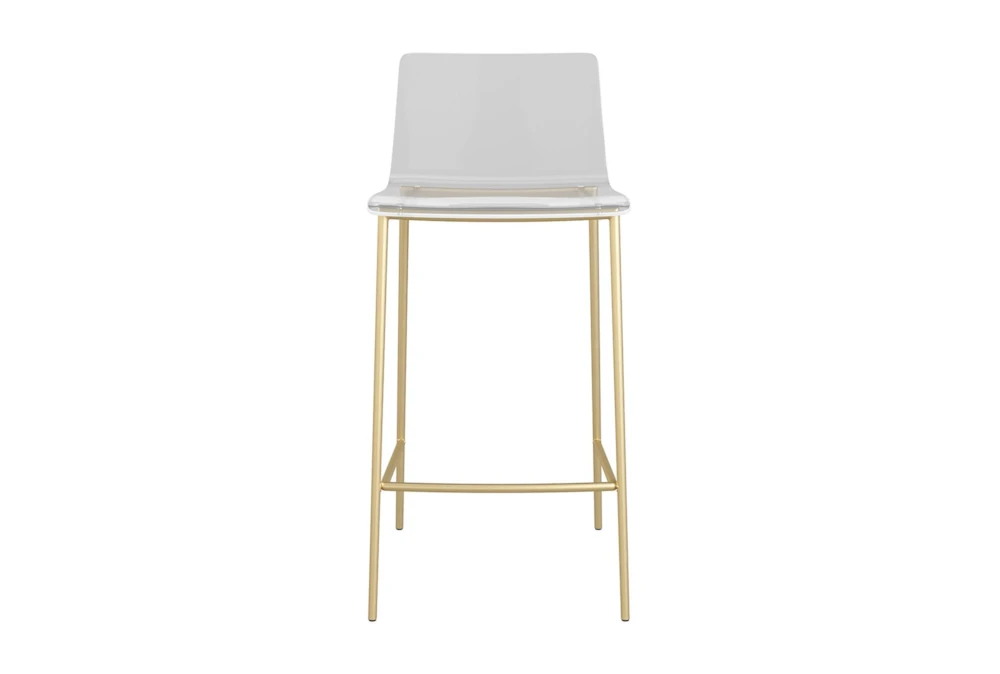 Rhea Clear Acrylic 26 Inch Counter Stool With Matte Brushed Gold Legs - Set Of 2