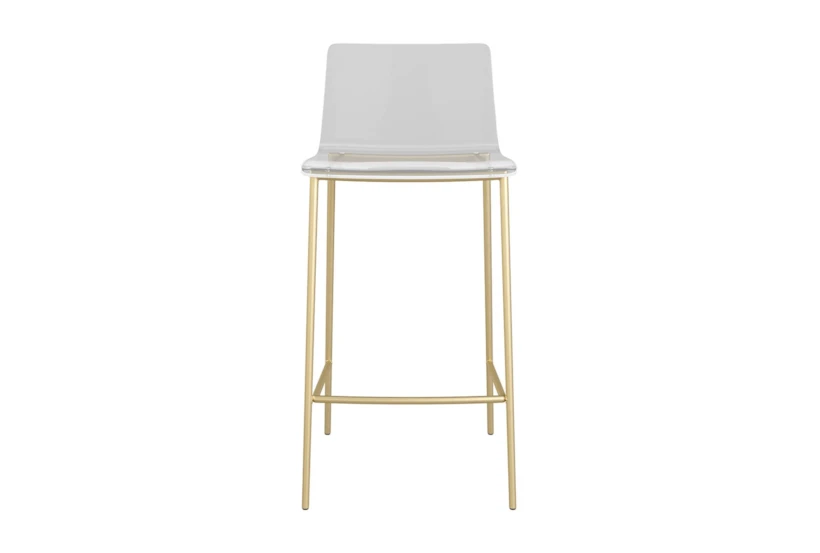 Rhea Clear Acrylic 26 Inch Counter Stool With Matte Brushed Gold Legs - Set Of 2 - 360