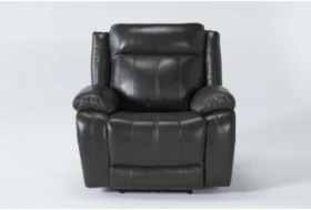 Hogan Charcoal Leather Power Recliner With Power Headrest & Usb
