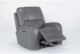 Trousdale Grey Leather Power Recliner With Power Headrest & Usb - Side