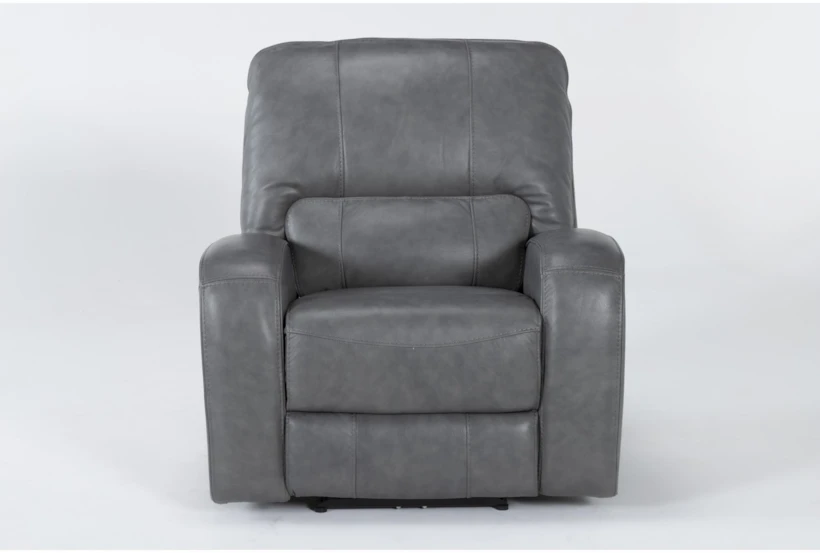 Trousdale Grey Leather Power Recliner With Power Headrest & Usb - 360
