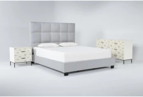 Boswell 3 Piece Eastern King Upholstered Storage Bedroom Set With Elden Dresser + 2 Drawer Nightstand